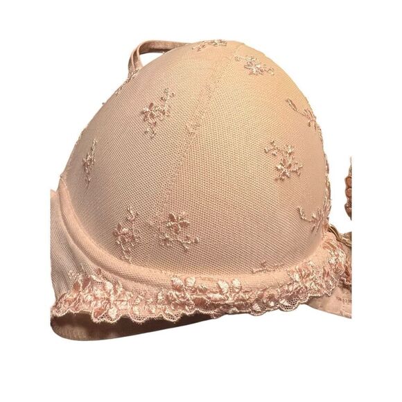 AMBRIELLE 36DD Light Pink Mystique Embroidered Plunge Lace Front Bra - Picture 2 of 4